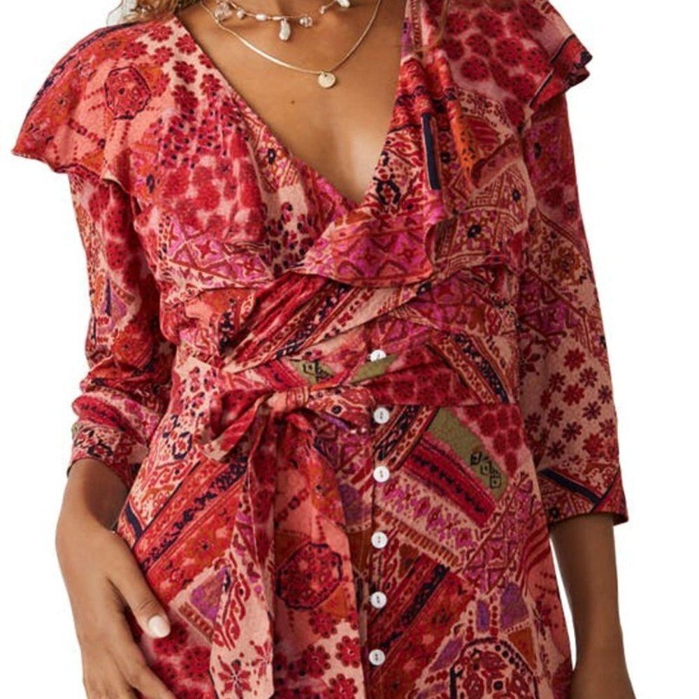 NWOT Free People Boho Robe Lennon Dress Maxi Button Front Size Small Retail $168 - Picture 7 of 16